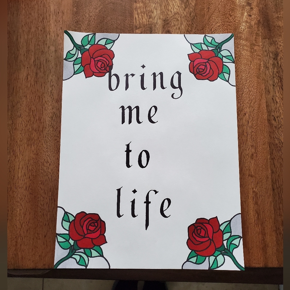 Evanescence Lyrics Gothic Lettering Original Art